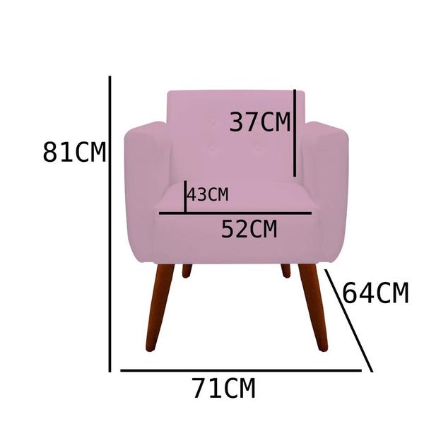 Imagem de Kit 05 Poltronas Decorativa Duda Suede Rosa Bebê - D'Classe Decor