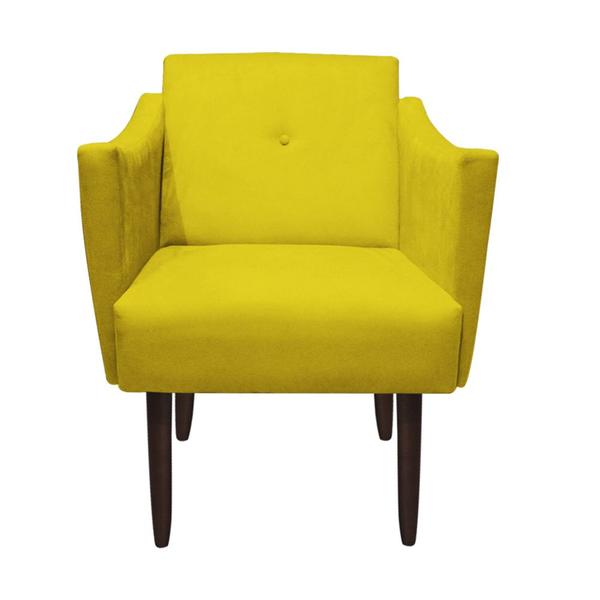 Imagem de Kit 05 Poltronas Decorativa Naty Pés Palito Suede Amarelo - D'Classe Decor