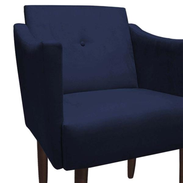 Imagem de Kit 05 Poltronas Decorativa Naty Pés Palito Suede Azul Marinho - D'Classe Decor