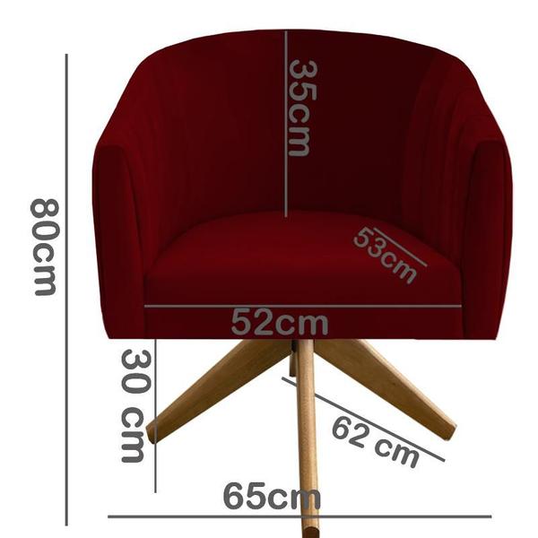 Imagem de Kit 05 Poltronas Julia Decoração Base Giratória Salão Clinica Cadeira Escritório Recepção Suede Vermelho - D'Classe Deco