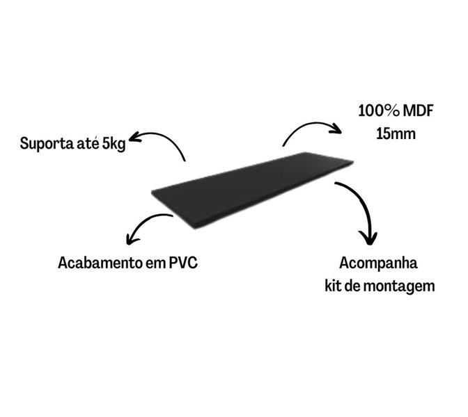 Imagem de Kit 05 Prateleiras 40cm Preto Nichos Sala Quarto Banheiro Cozinhas