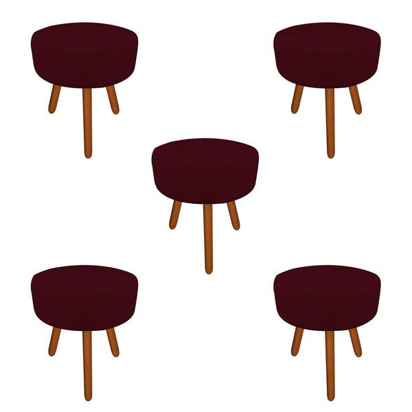 Imagem de Kit 05 Puffs Laura Decorativo Pés Palito Suede Marsala - D'Classe Decor