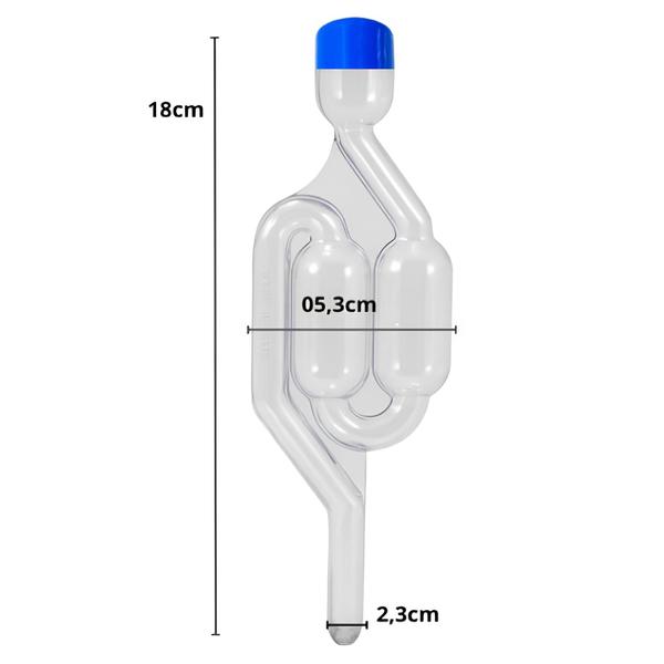 Imagem de Kit 05 unidades Airlock Válvula Tipo S Air Lock Para Fermentação Cerveja Kombucha Vinho Conserva