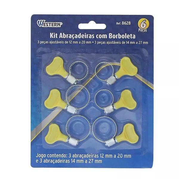 Kit 06 Abraçadeiras De Aço Com Borboleta Ajustável Apertar - Western Imagem de Kit 06 Abraçadeiras De Aço Com Borboleta Ajustável Apertar