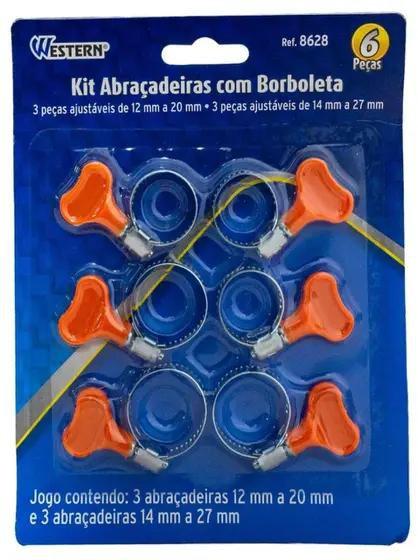 Kit 06 Abraçadeiras De Aço Com Borboleta Ajustável Apertar - Western Imagem de Kit 06 Abraçadeiras De Aço Com Borboleta Ajustável Apertar