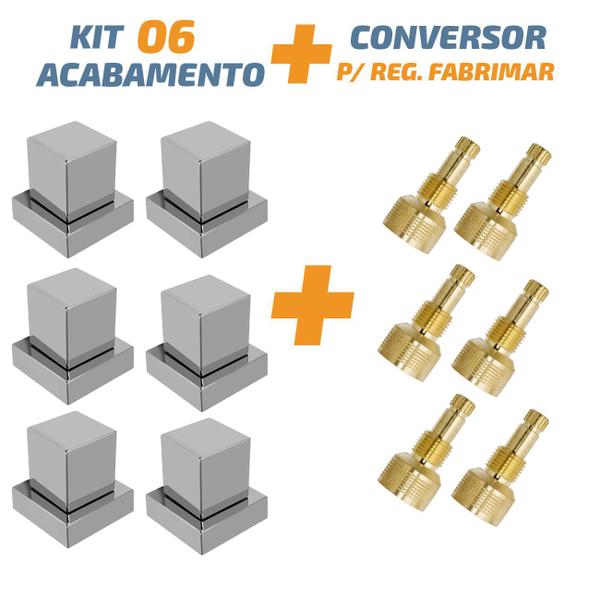 Imagem de Kit 06 Acabamento Cromado Quadrado Registro Pressão Fabrimar