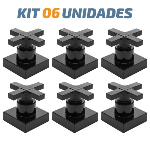 Imagem de Kit 06 Acabamento Cruzeta Preto Registro Pressão Deca