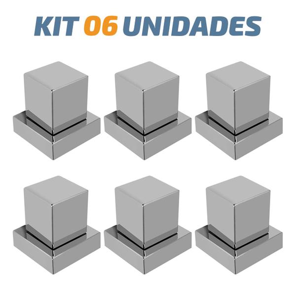 Imagem de Kit 06 Acabamento De Registro Quadrado Abs 1/2 Ou 3/4