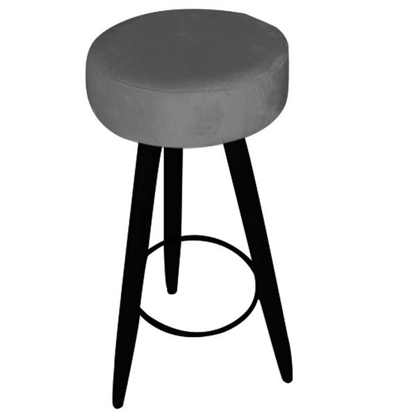 Kit 06 Banqueta Alta Flora Pés Palito em Madeira Preto para Bar Bistrô Cozinha material sintético Cinza - KDAcanto Móveis Imagem de Kit 06 Banqueta Alta Flora Pés Palito em Madeira Preto para Bar Bistrô Cozinha material sintético Cinza - KDAcanto Móveis