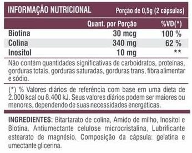 Imagem de Kit 06 Biotina + Colina + Inositol 100 Capsulas 380Mg