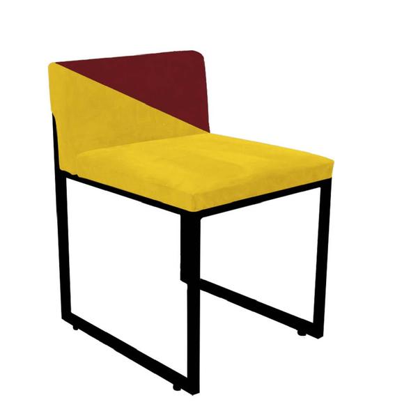 Imagem de Kit 06 Cadeira Office Lee Duo Sala de Jantar Industrial Ferro Preto material sintético Amarelo e Vermelho - Ahz Móveis