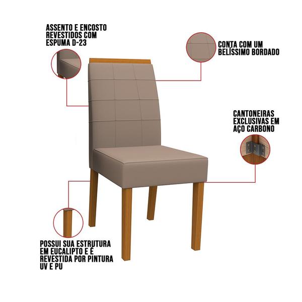 Imagem de Kit 06 Cadeiras de Jantar Aline Camurça Marrom LUX Pés Ypê - D'Rossi