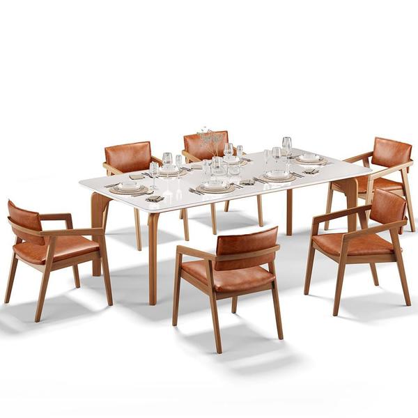 Kit 06 Cadeiras Para Sala de Jantar Estar Living Giorgia B04 Tecido Sintético Camel - Lyam Decor Imagem de Kit 06 Cadeiras Para Sala de Jantar Estar Living Giorgia B04 Tecido Sintético Camel - Lyam Decor