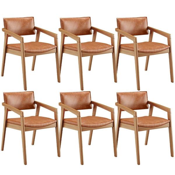 Kit 06 Cadeiras Para Sala de Jantar Estar Living Giorgia B04 Tecido Sintético Camel - Lyam Decor Imagem de Kit 06 Cadeiras Para Sala de Jantar Estar Living Giorgia B04 Tecido Sintético Camel - Lyam Decor