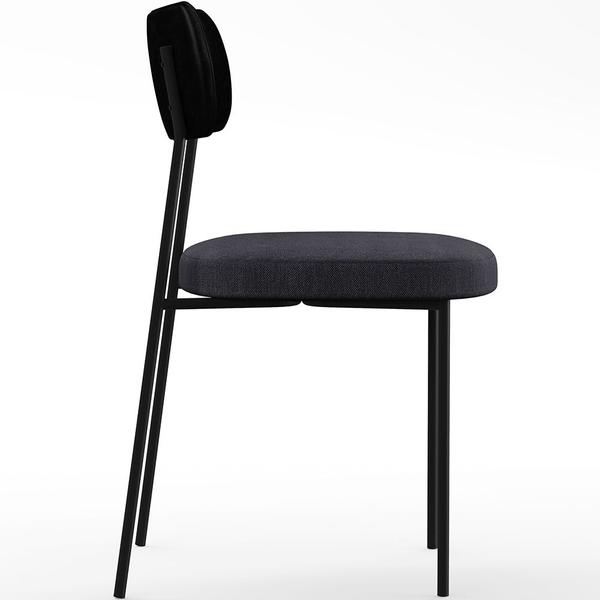 Imagem de Kit 06 Cadeiras Para Sala De Jantar Melina L02 material sintético Preto Linho Chumbo - Lyam Decor