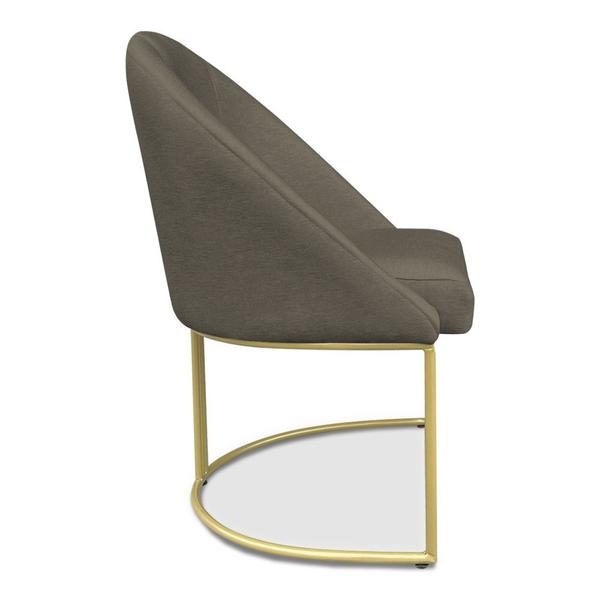 Imagem de Kit 06 Cadeiras Poltrona de Jantar Bela Suede Base Metálica Industrial Dourado - Pallazio