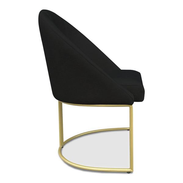 Imagem de Kit 06 Cadeiras Poltrona de Jantar Bela Suede Base Metálica Industrial Dourado - Pallazio