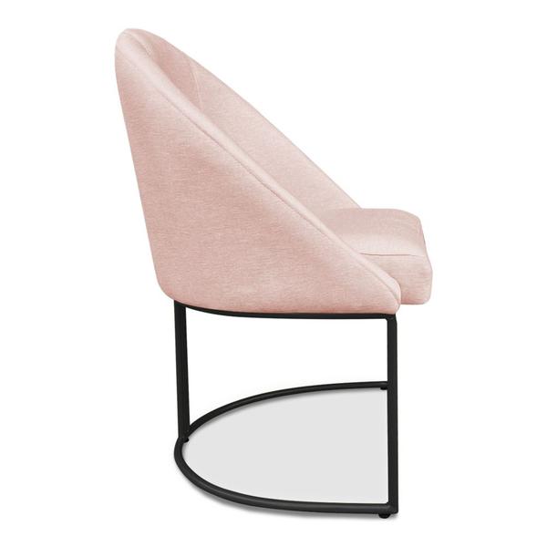 Imagem de Kit 06 Cadeiras Poltrona de Jantar Bela Suede Rosa Bebê Base Metálica Industrial Preto - Pallazio