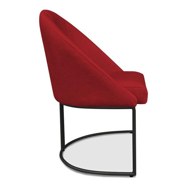 Imagem de Kit 06 Cadeiras Poltrona de Jantar Bela Suede Vermelho Base Metálica Industrial Preto - Pallazio