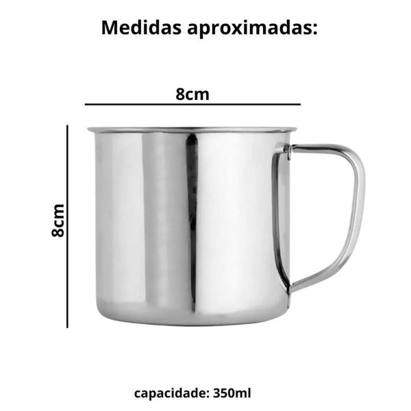 Imagem de Kit 06 Caneca Inox Bebida Gelada Café Chá Drink 8Cm 350Ml