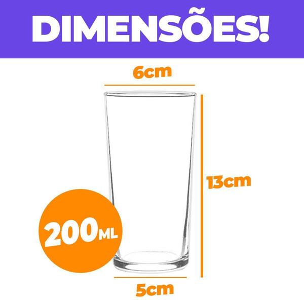 Imagem de Kit 06 Copos Altos Decoração 200ML Prático de Limpar - Cristar