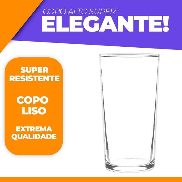 Imagem de Kit 06 Copos Altos Decoração 200ML Prático de Limpar - Cristar