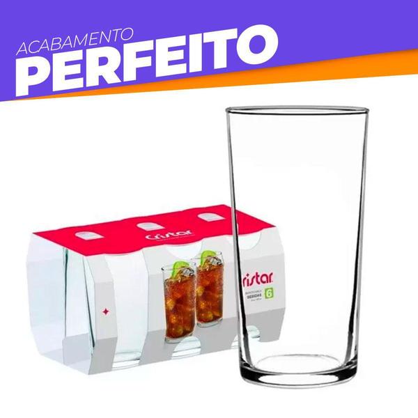 Imagem de Kit 06 Copos Altos Decoração 200ML Prático de Limpar - Cristar