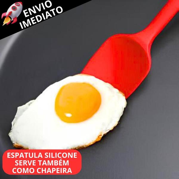 Imagem de Kit 06 Espátula De Silicone Reta Chapeiro Antiaderente Utensílio de Cozinha Restaurante Casa