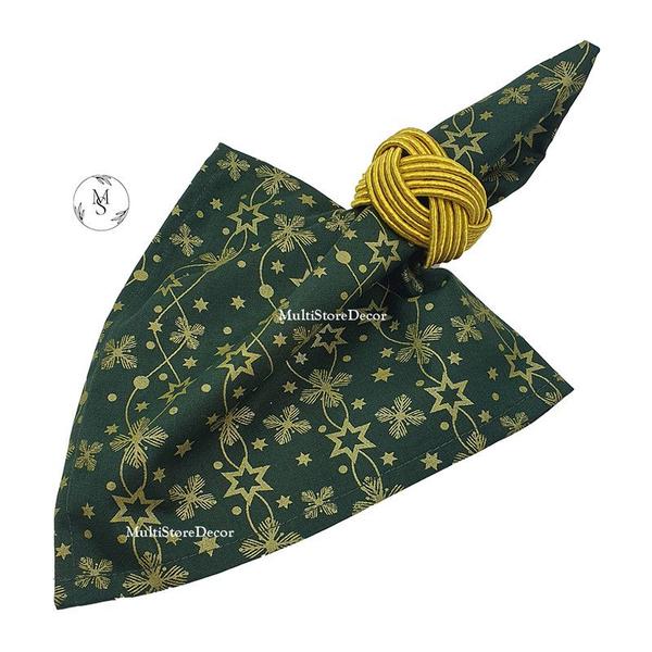 Imagem de KIT 06 Guardanapo de Tecido 40 x 40cm Flor Estrelar Verde Natal - Acabamento Bainha - Várias Cores e Estampas