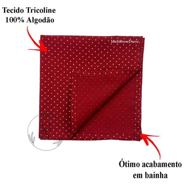 Imagem de KIT 06 Guardanapo de Tecido 40 x 40cm Xadrez Vermelho e Dourado Natal - Acabamento Bainha - Várias Cores e Estampas