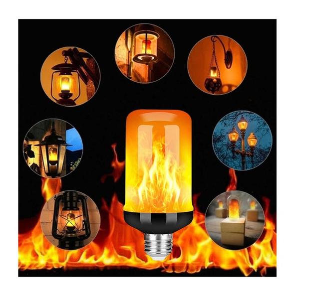 Imagem de Kit 06 Lampadas Led Bulbo Flame Fogo Artificial Decorativa 9W Bocal E27 