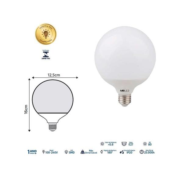 Imagem de Kit 06 Lâmpadas SuperLed Globo 20W MBLED Branca Fria 6500K