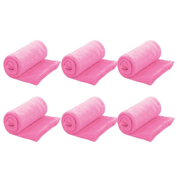 Imagem de Kit 06 Manta Mantinha Coberta de Sofá Microfibra Soft Luxo 100x120cm Decorativo Rosa - Ahazzo Móveis