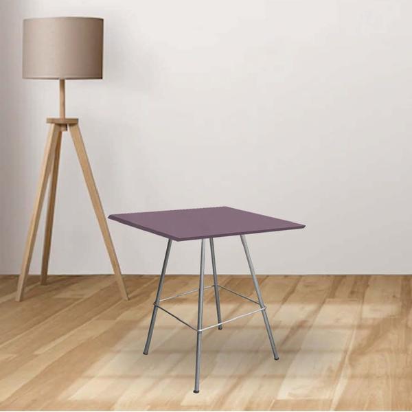 Imagem de Kit 06 Mesa de Centro Industrial Juan Eiffel Escritório Sala Ferro Prata Tampo MDF Quadrado Rose Rosa - Ahazzo Móveis