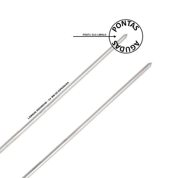 Imagem de Kit 06 Pçs Espeto Churrasco Aço Galvanizado Duplo  75 Cm Cabo Madeira 