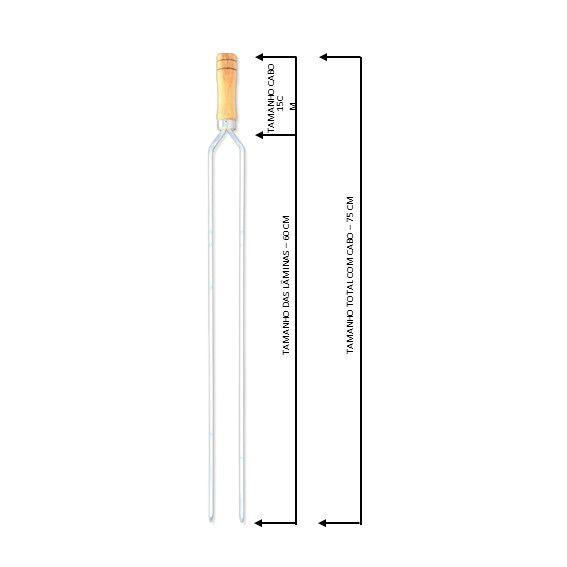 Imagem de Kit 06 Pçs Espeto Churrasco Aço Galvanizado Duplo  75 Cm Cabo Madeira 