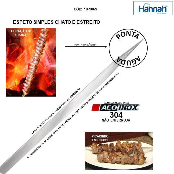 Imagem de Kit 06 Pçs Espeto Churrasco Aço Inox Duplo + Chato Estreito Aperitivo  75 Cm Cabo Madeira Revestido Alumínio