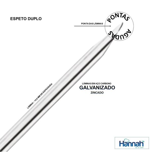 Imagem de Kit 06 Pçs Espeto Simples Tradicional Aço Galvanizado Cabo Madeira Varios Tamanhos Hannah