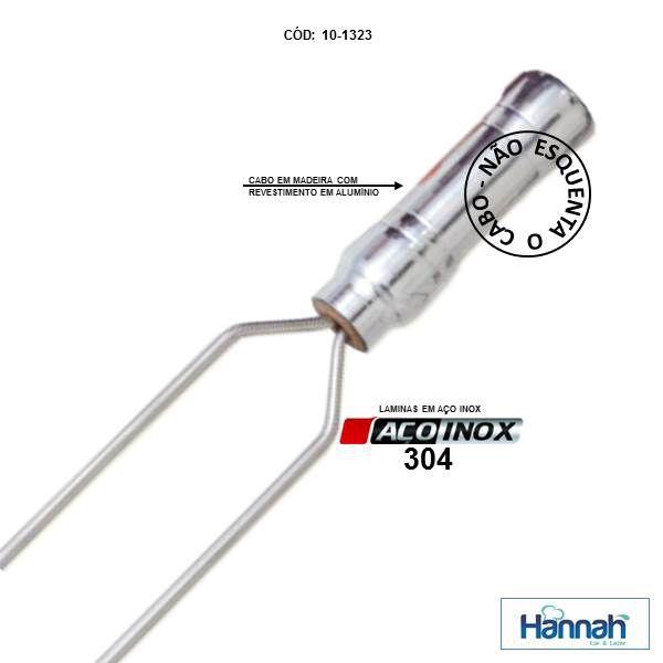 Imagem de Kit 06 Peças Espeto Churrasco Aço Inox Duplo  85 Cm Cabo Madeira Revestido Alumínio