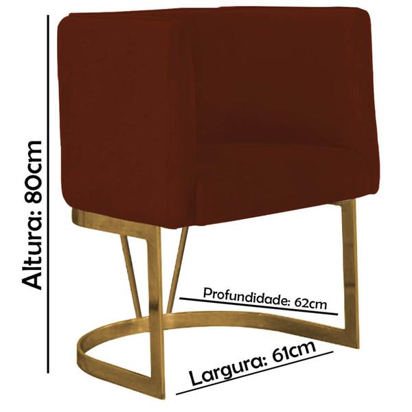 Imagem de Kit 06 Poltrona Cadeira Aurora Luxo Confort Industrial Ferro Dourado Suede Telha Terracota - Ahz Móveis