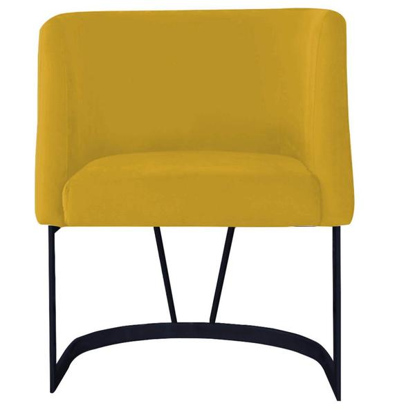 Imagem de Kit 06 Poltrona Cadeira Aurora Luxo Confort Industrial Ferro Preto Suede Amarelo - Ahz Móveis