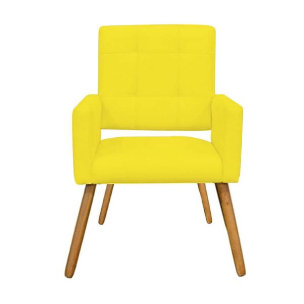 Imagem de Kit 06 Poltrona Cadeira Decorativa  Hit Pé Palito Sala de Estar Recepção Escritório Suede Amarelo - KDAcanto Móveis