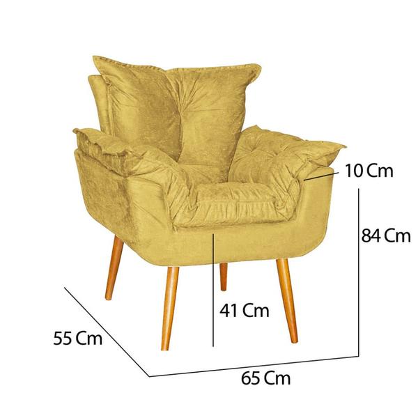 Imagem de Kit 06 Poltrona Opala Sala Escritório Recepção Quarto Suede Amarelo - Ninho Decor