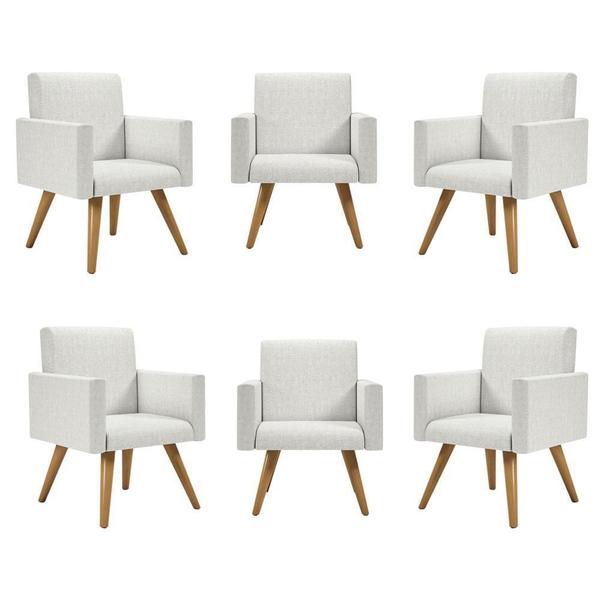 Imagem de Kit 06 Poltronas Decorativa Recepção Oferta Balaqui Linho