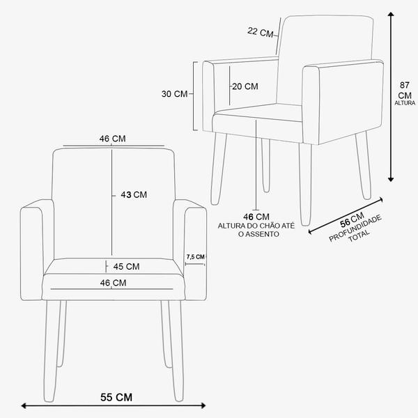 Imagem de Kit 06 Poltronas Decorativa Recepção Oferta material sintético Balaqui