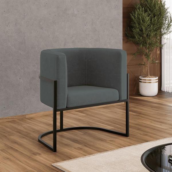 Imagem de Kit 06 Poltronas Lua Sala Decorativa Base de Ferro Black