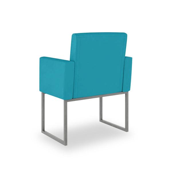 Imagem de Kit 06 Poltronas Moderna Azul turquesa - Base de Ferro Cinza