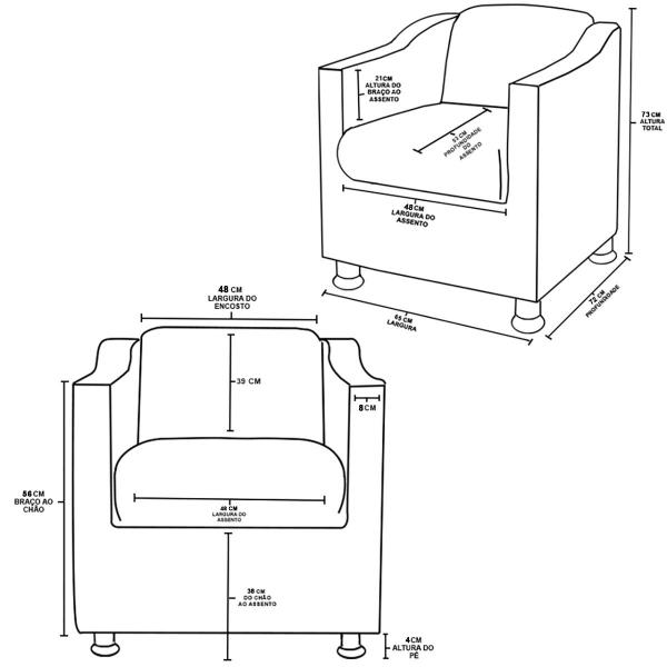 Imagem de Kit 06 Poltronas Tilla Consultório Recepção Sala Suede