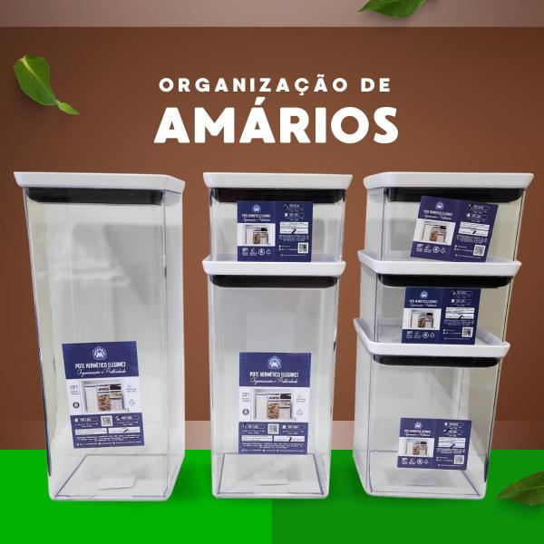 Imagem de Kit 06 Potes Acrílico Herméticos Com Tampa  Mantimento 2,9L 2,1L 1,3L 550ml