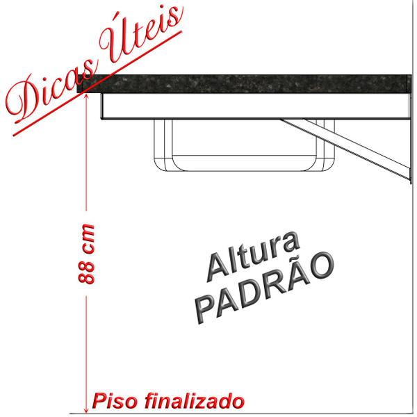 Imagem de Kit 06 Suportes para Pia Cozinha Granito Parafusar Grapa Bancada Mármore 60 cm Robusto- Preto